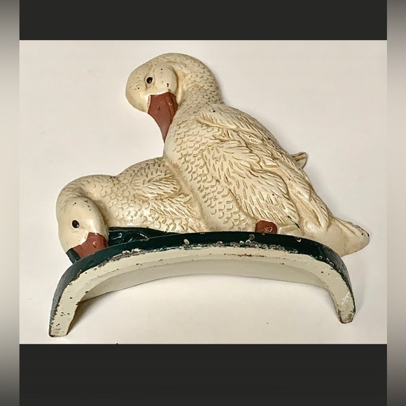 Vintage Early Mid 20th Century Cast Iron Goose Geese Doorstop Bookend - Picture 3 of 10